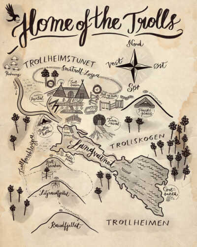 Illustrasjon av kart over Trollheimen